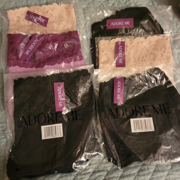 NWT ADORE ME SET OF 6 HIPSTER LACE TRIM COTTON PANTIES. - Picture 1 of 2